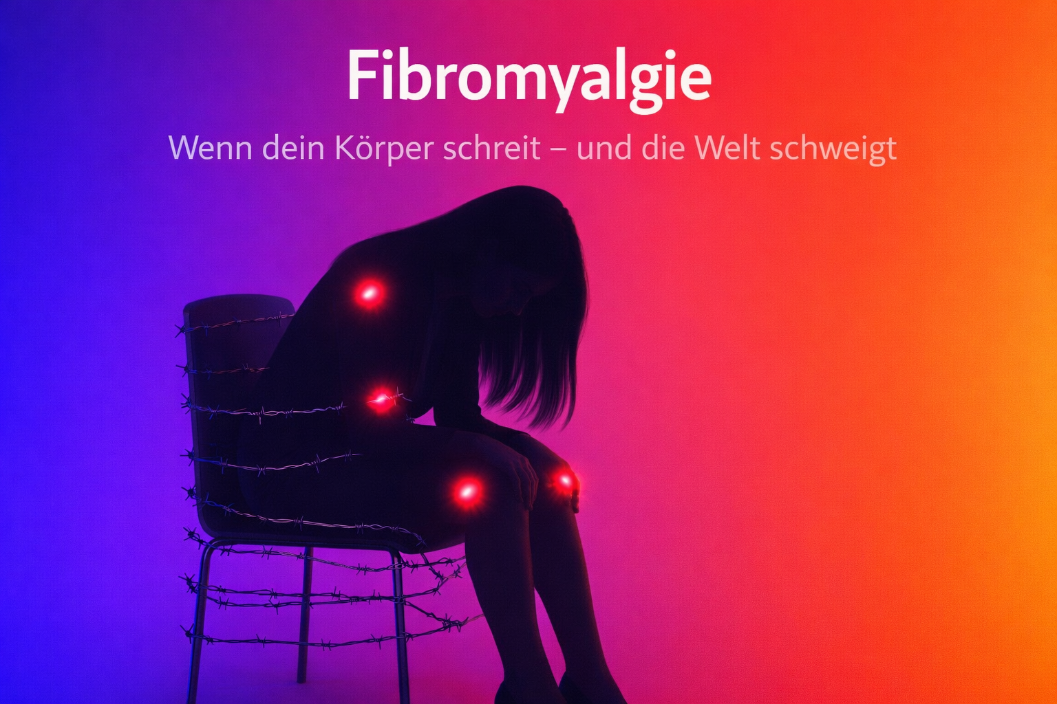 Bild einer erschöpften Frau im unteren Bereich vor harmonischem Farbverlauf