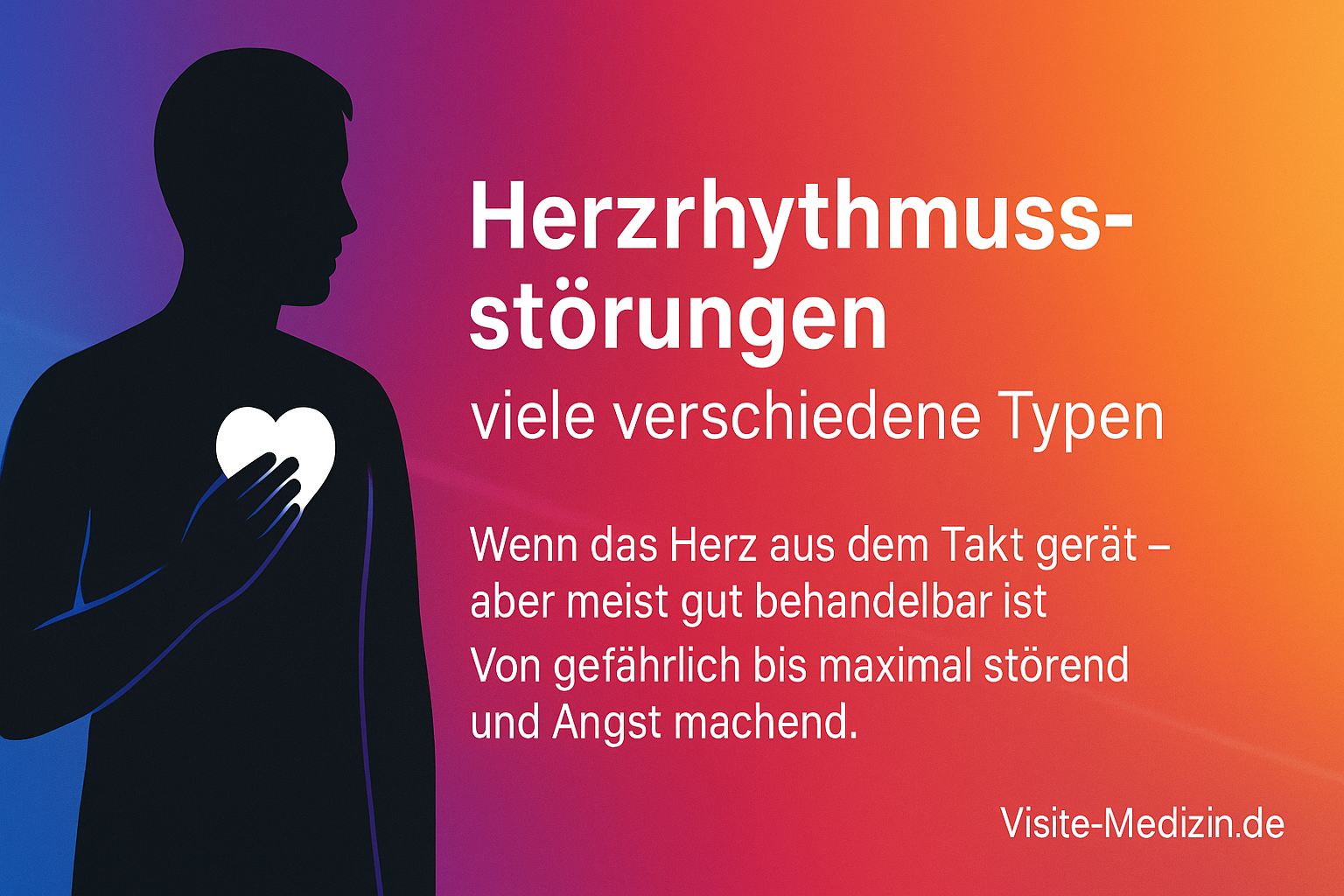 Herzrhythmusstörungen mit farbigem Hintergrundverlauf und Silhouette