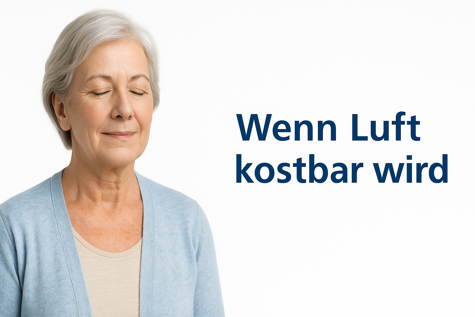 Älterer Mann atmet draußen tief ein – Symbol für neue Perspektiven in der COPD-Behandlung.