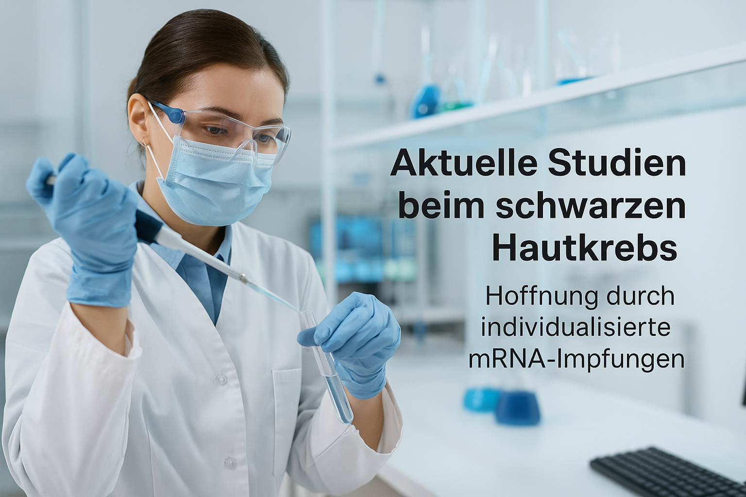 Forschende im Labor arbeitet mit Pipette – Symbol für aktuelle Studien beim schwarzen Hautkrebs